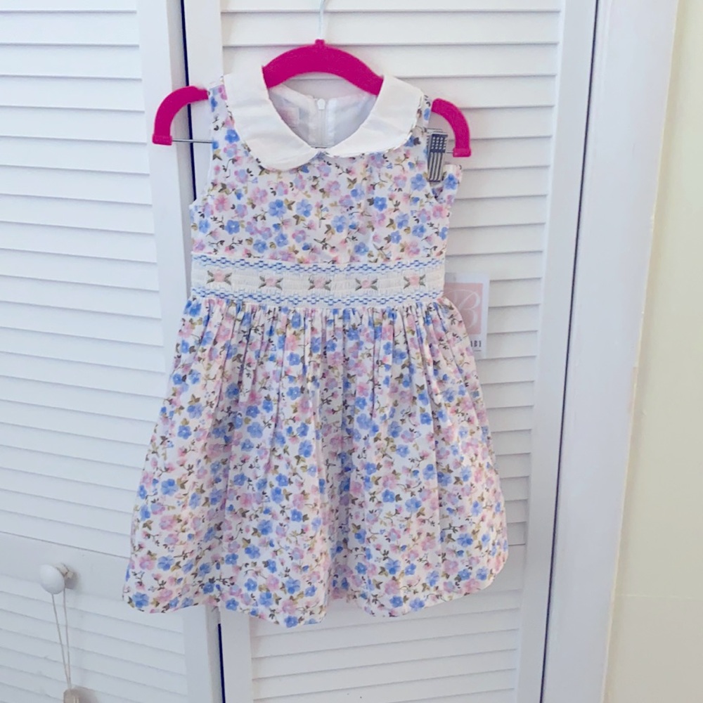 Adorable pink and blue smocked dress